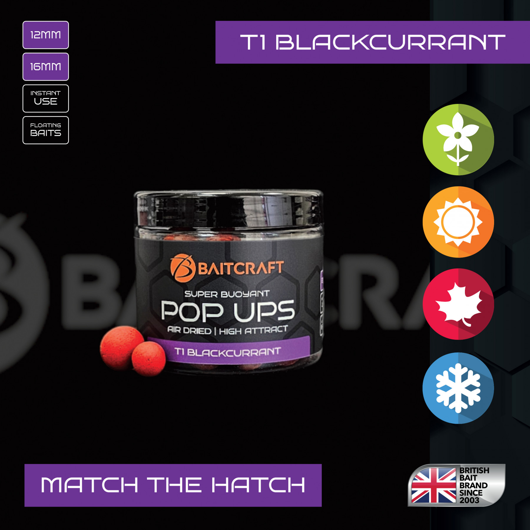 BAITCRAFT T1 BLACKCURRANT MATCH THE HATCH POP UPS