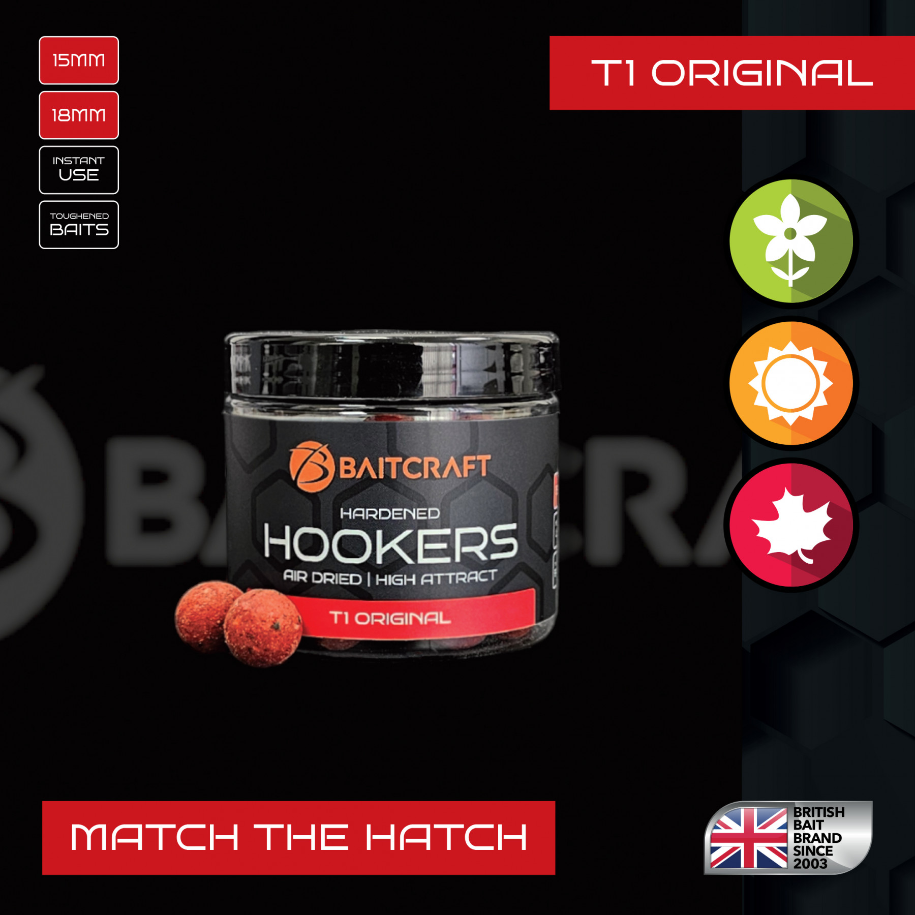 BAITCRAFT T1 ORIGINAL MATCH THE HATCH HARDENED HOOKERS