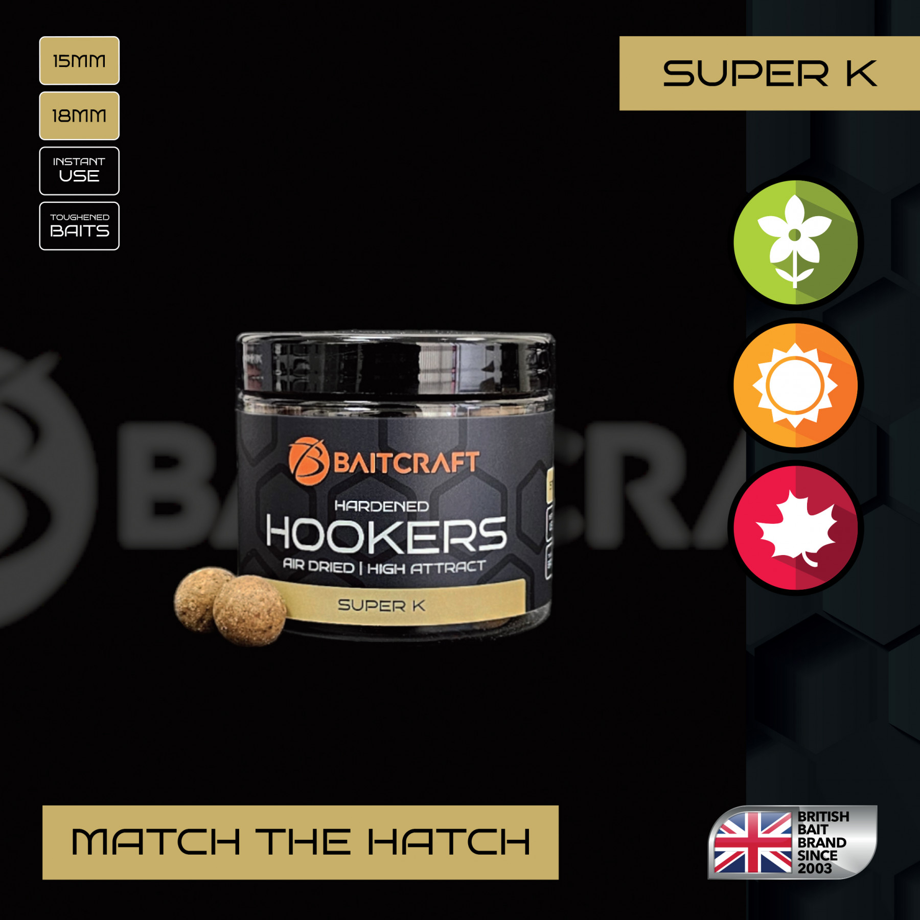 BAITCRAFT SUPER K MATCH THE HATCH HARDENED HOOKERS