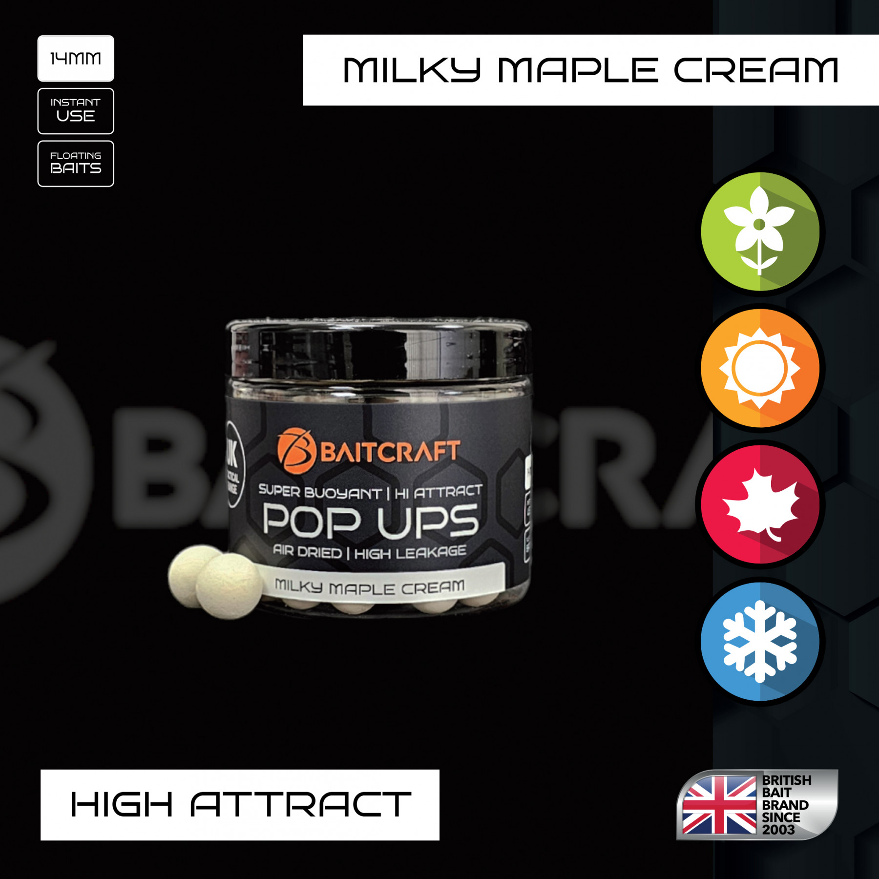 BAITCRAFT UK TACTICAL MILKY MAPLE CREAM POP UPS