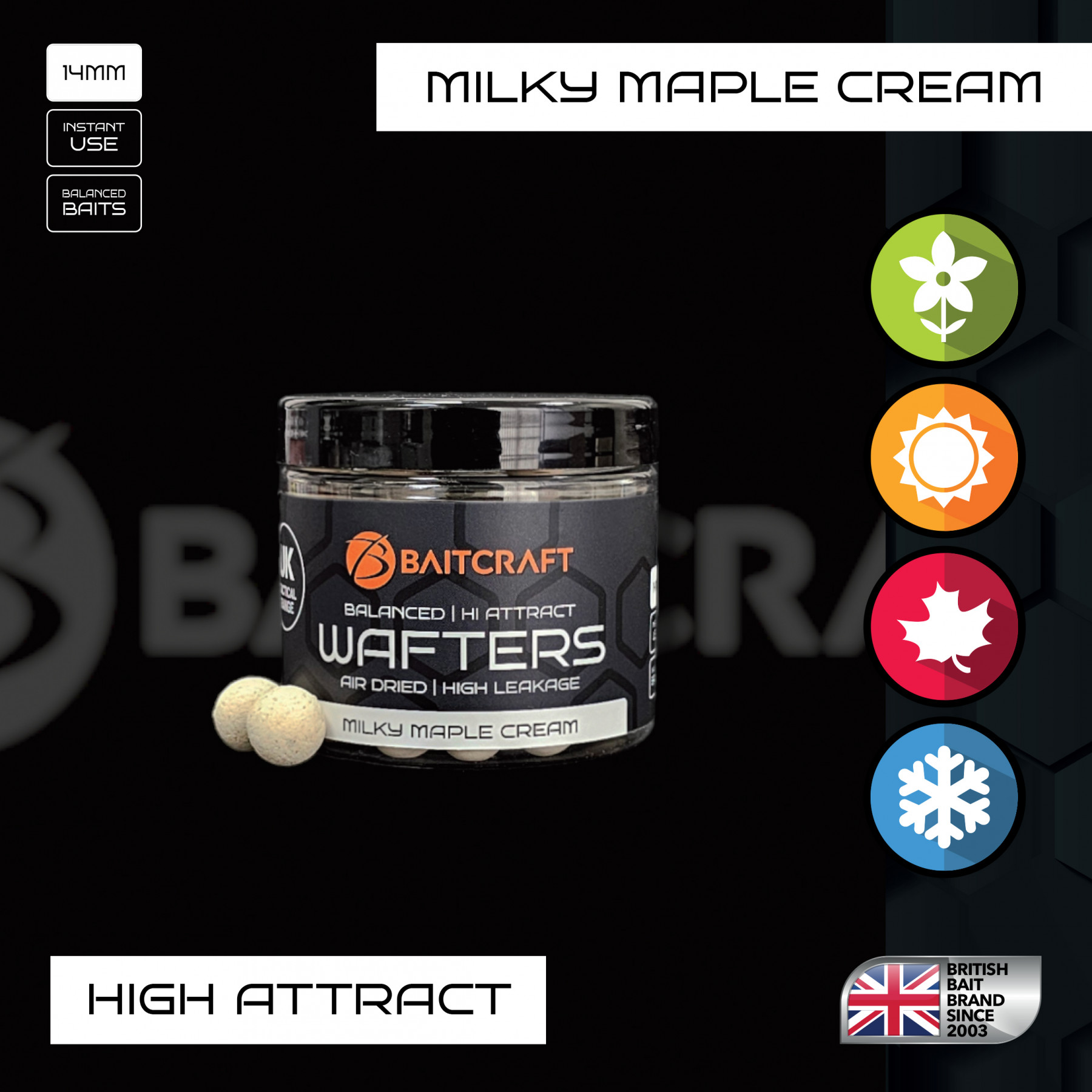 BAITCRAFT UK TACTICAL MILKY MAPLE CREAM WAFTERS
