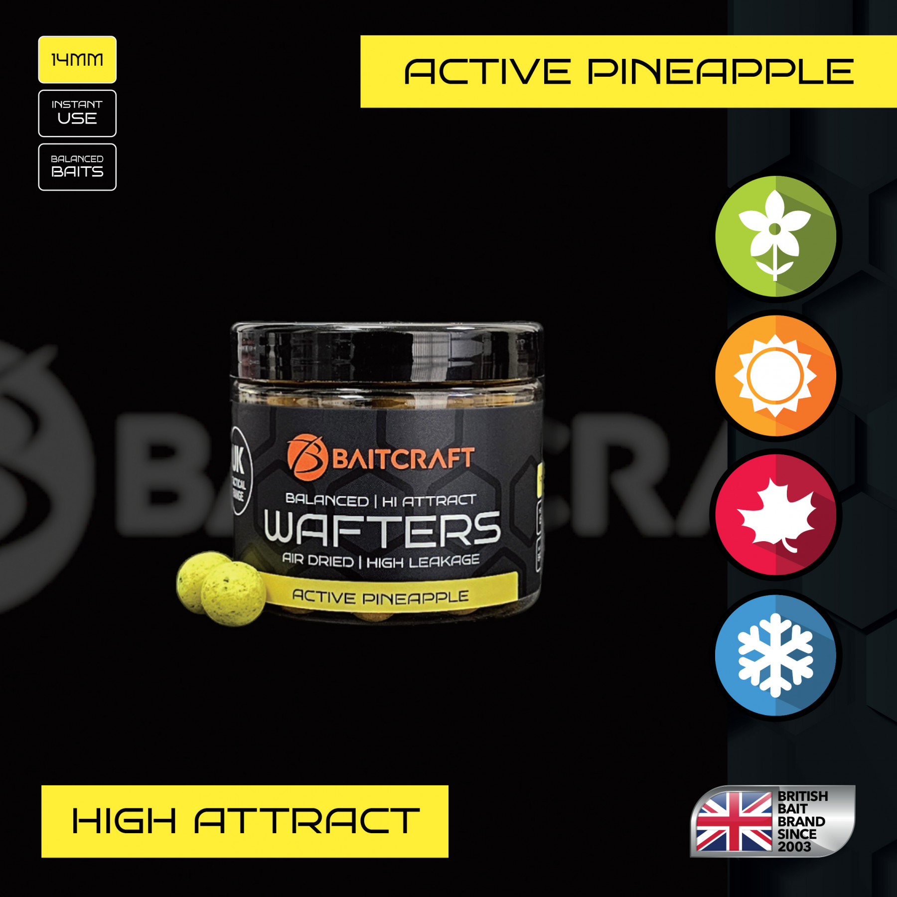 BAITCRAFT UK TACTICAL ACTIVE PINEAPPLE WAFTERS