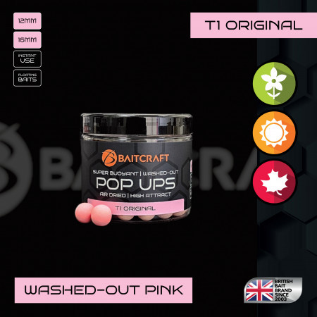 BAITCRAFT T1 ORIGINAL WASHED-OUT PINK POP UPS - SIZE OPTIONS
