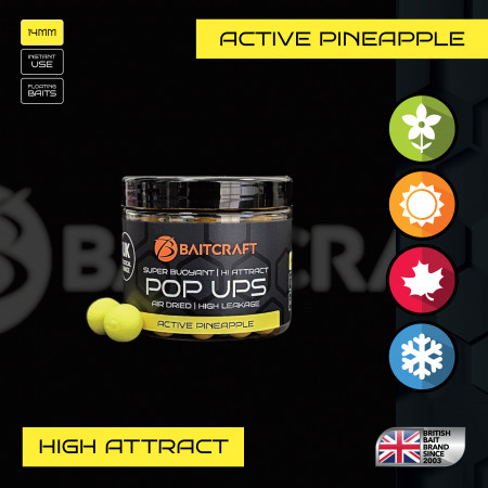 BAITCRAFT UK TACTICAL ACTIVE PINEAPPLE POP UPS - 14MM